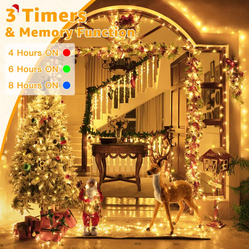 38FT Fairy Lights, 100 LED Plug in Outdoor String Lights-8 Modes