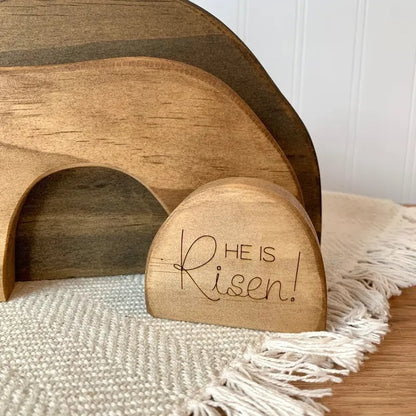 ✝️ Easter Tomb Decoration - Wooden Cross Jesus Resurrection Ornament
