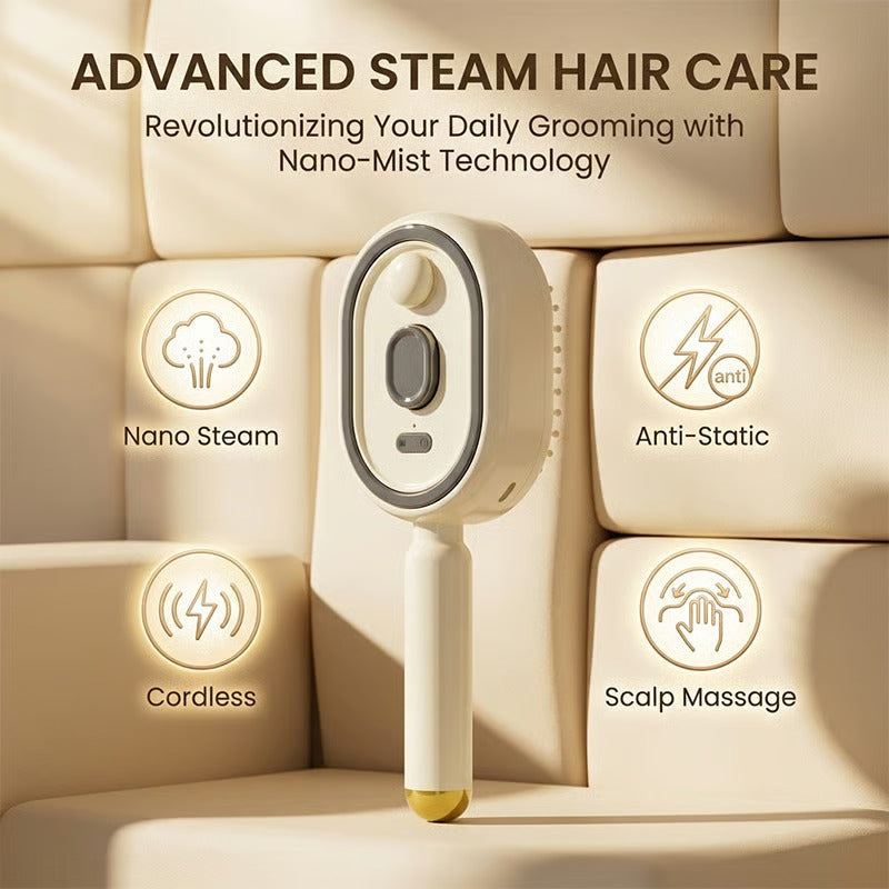 🔥Limited Time 50% OFF-Electric Nano Mist Spray Hair Brush, 3 in 1 Air Cushion Scalp Massager Comb With Essential Oil Atomization