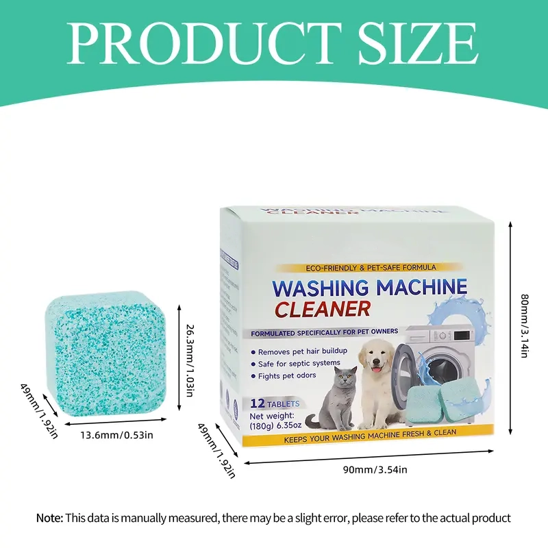 12-Pack Eco-Friendly Washing Machine Cleaner Tablets