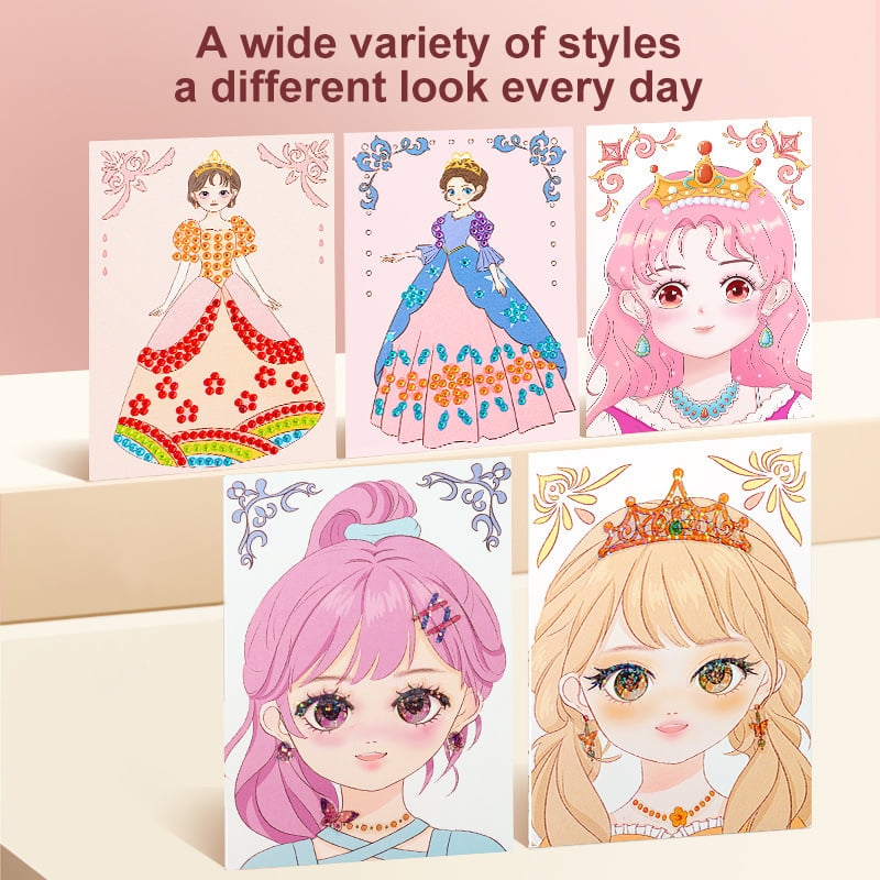 Special Diamond Painting & Princess Book Makeup Craft Kits Foil Art Books Set Play on Paper for Girl Handcraft Easter Gifts