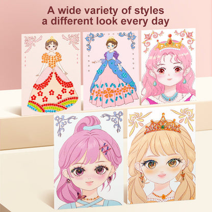 Special Diamond Painting & Princess Book Makeup Craft Kits Foil Art Books Set Play on Paper for Girl Handcraft Easter Gifts