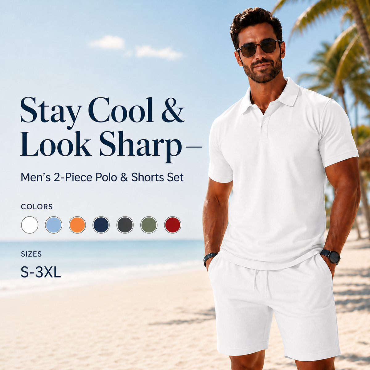 ☀️ Stay Cool & Look Sharp — Men's 2-Piece Polo & Shorts Set