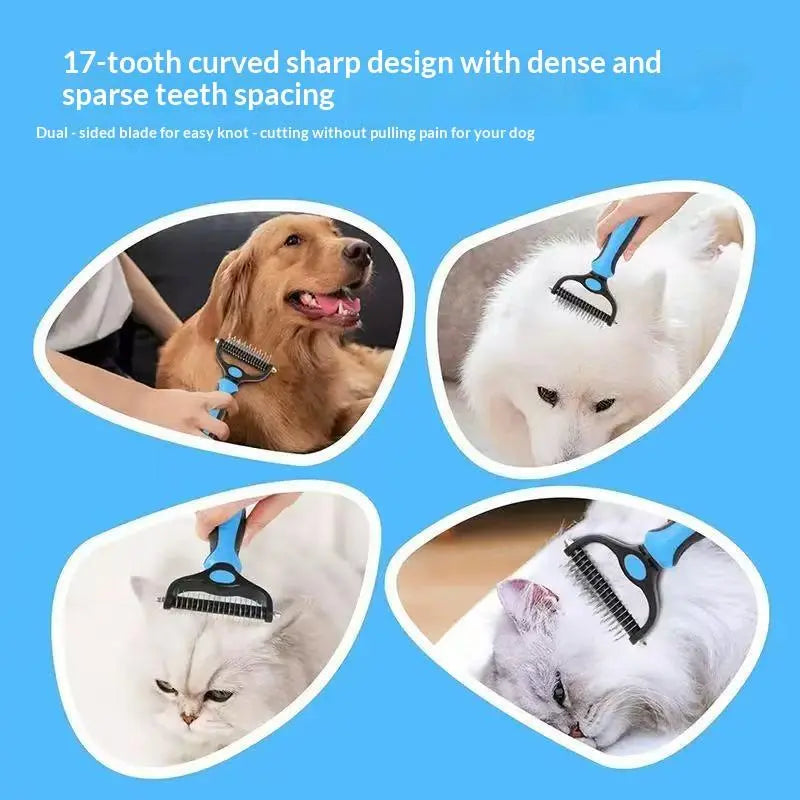 Pet Dematting Undercoat Rake – Double-Sided Grooming Comb for Dogs & Cats