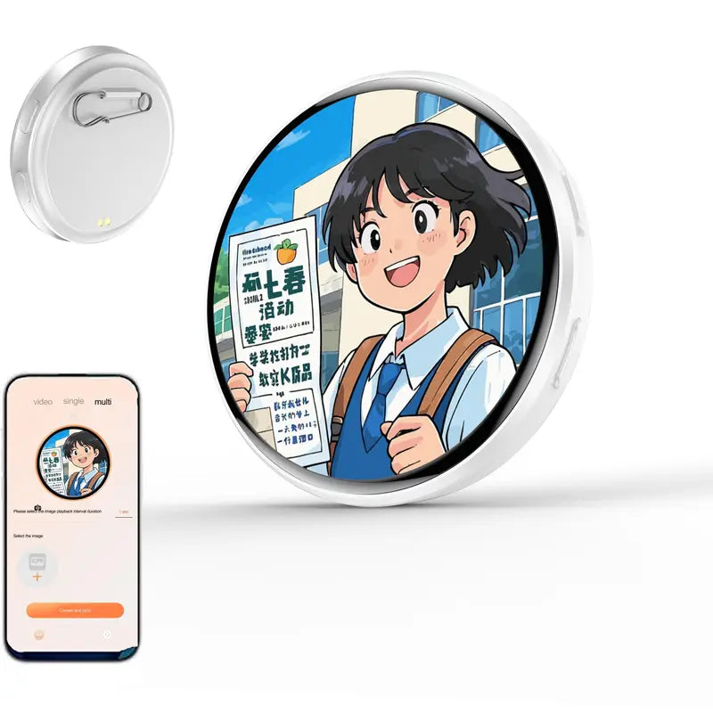 ✨ Electronic Anime Pin with HD Touchscreen – Interactive Digital Photo Display Kawaii Badge