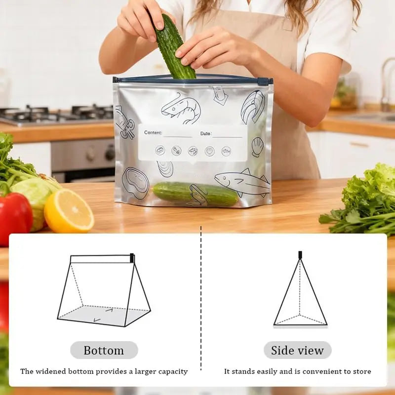 10PCS Reusable Aluminum Foil Food Storage Bags – Stand-Up Zip Lock Fresh-Keeping Bags