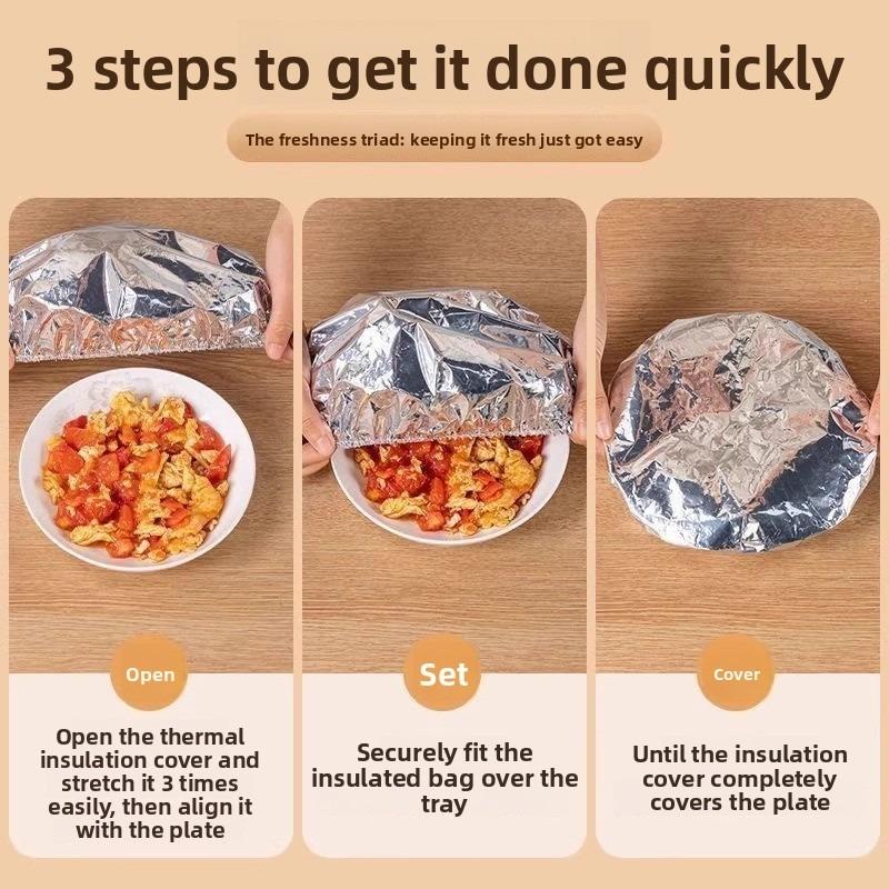 50 PCS Aluminum Foil Heat-Retaining Food Covers – Home Dining Table Insulation & Freshness Keeper
