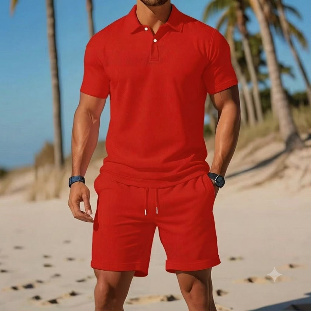 ☀️ Stay Cool & Look Sharp — Men's 2-Piece Polo & Shorts Set