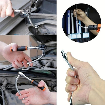 1/2 Inch 35cm Flexible Socket Ratchet Wrench Extension Set – Bendable Shaft Connecting Rod for Automotive Repair, Home Maintenance & Tight-Space Applications