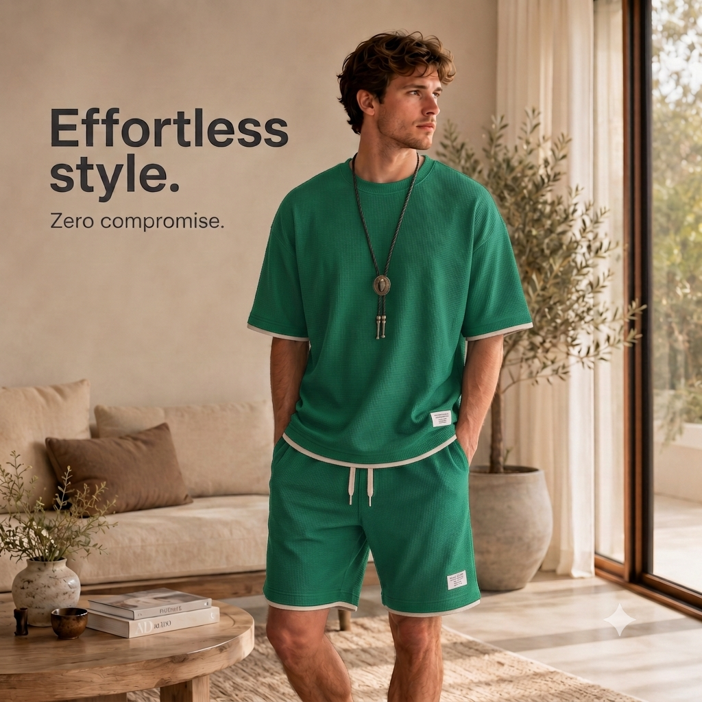 🔥Men's Casual Waffle Knit 2-Piece Set