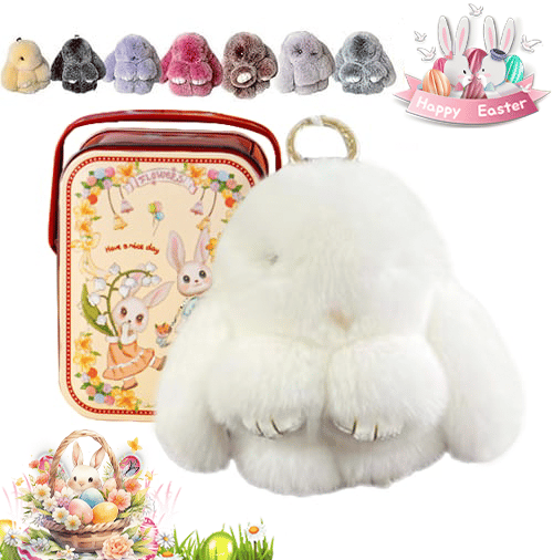 🐰Easter Cute Bunny Plush Keychain - Iron Box Gift Option, 🎁Easter Sweet Surprise