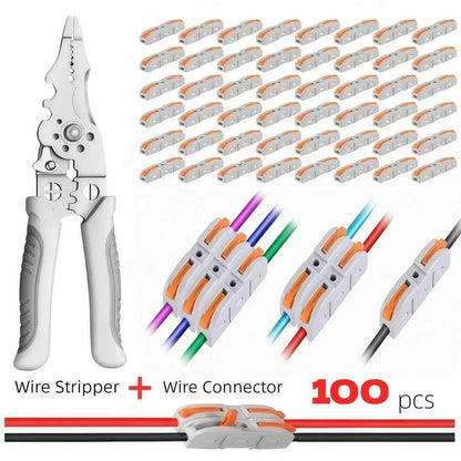 💯Universal Quick Lever Electrical Wire Connectors (24-12 AWG) Assortment (50/100Pcs) + Wire Stripper