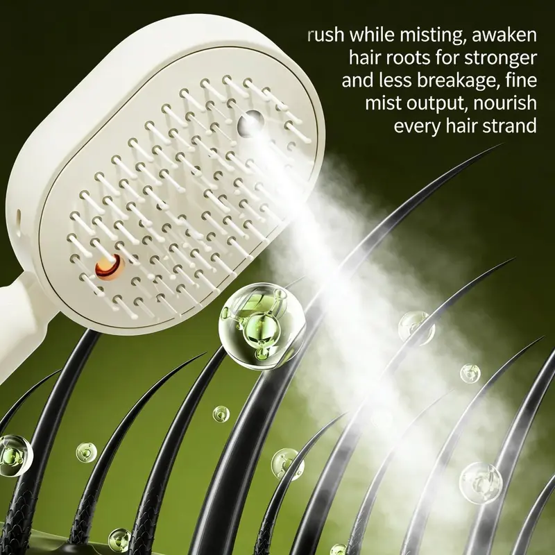 Cloudmades Electric Spray Air Cushion Massage Comb – Self-Cleaning Anti-Tangle Essential Oil Mist Hair Care Comb