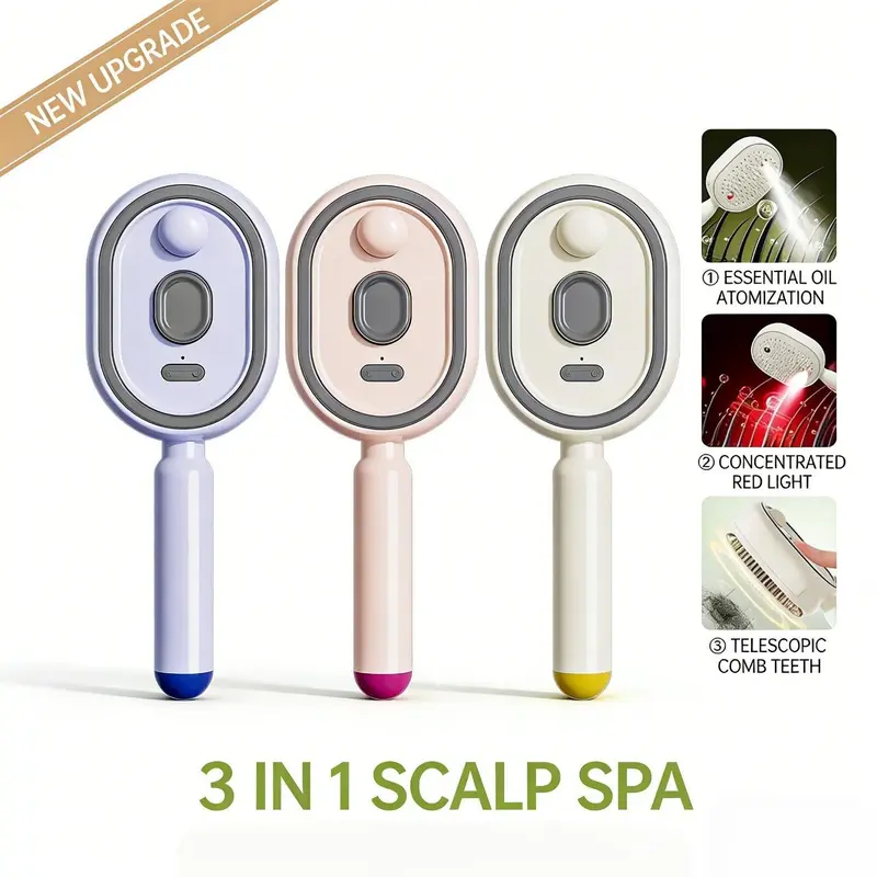Cloudmades Electric Spray Air Cushion Massage Comb – Self-Cleaning Anti-Tangle Essential Oil Mist Hair Care Comb