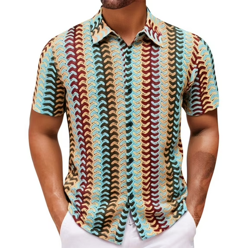 🔥Men's Color-Block Crochet Knit Shirt