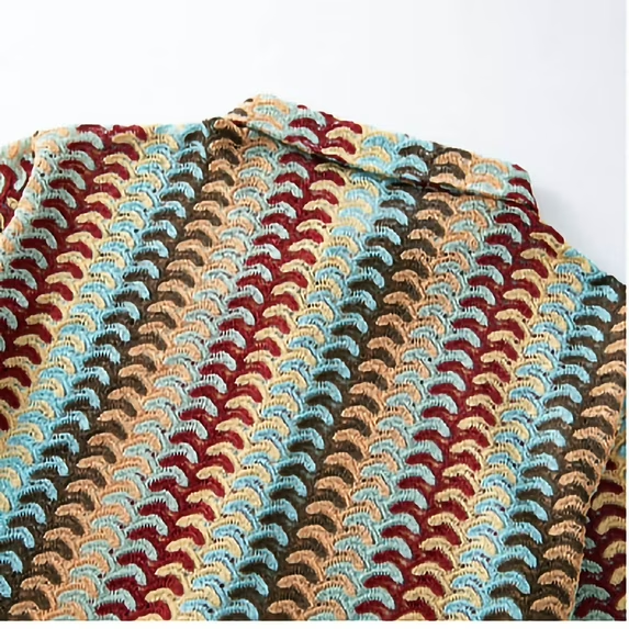 🔥Men's Color-Block Crochet Knit Shirt