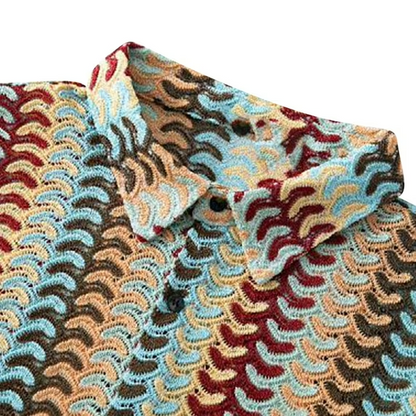 🔥Men's Color-Block Crochet Knit Shirt