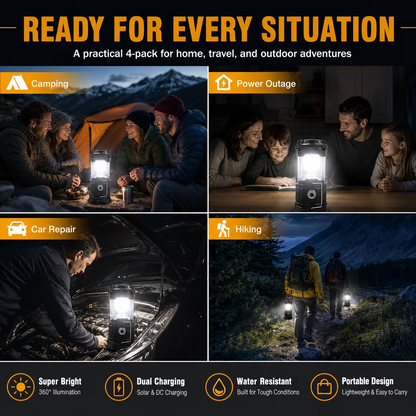 Solar Rechargeable Camping Lantern – LED Emergency Light with Magnetic Base & Hanging Hook 🔦