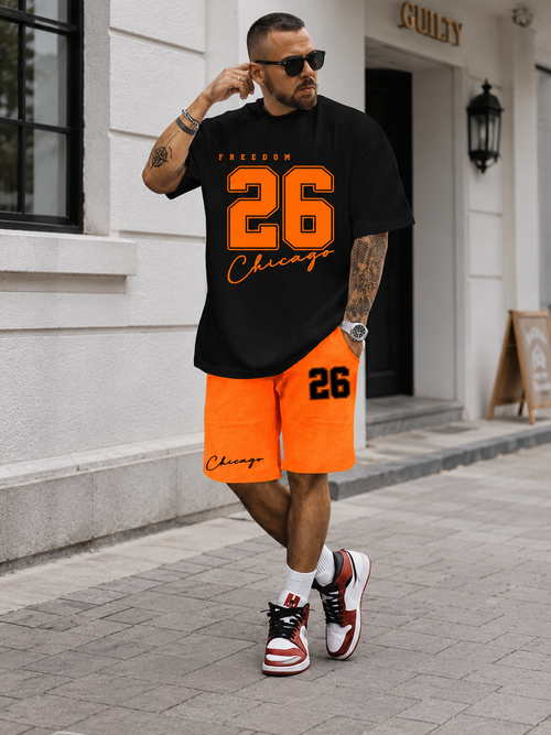 👕 Chicago Color Block Letter Print Two-Piece Set