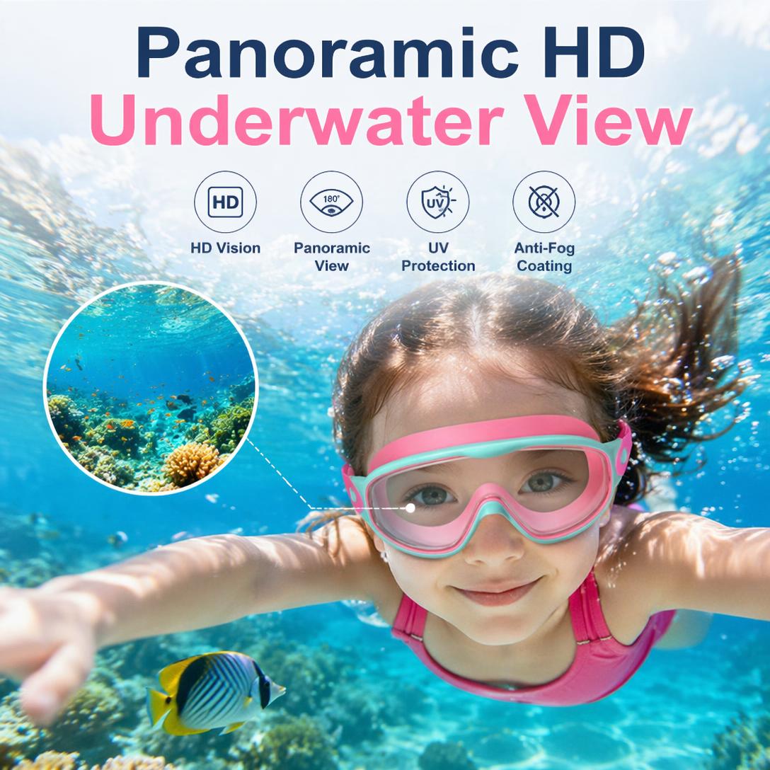 Kids Swim Goggles – Anti-Fog, UV Protection, Leakproof Swimming Goggles with Earplugs, Nose Clip & Protective Case