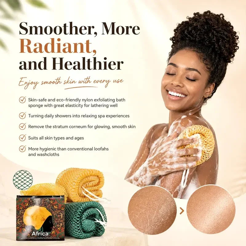 Summervibes African Exfoliating Net Bath Sponge for Deep Cleansing & Body Exfoliation
