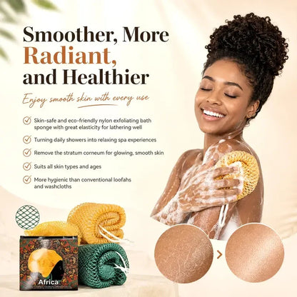 Summervibes African Exfoliating Net Bath Sponge for Deep Cleansing & Body Exfoliation