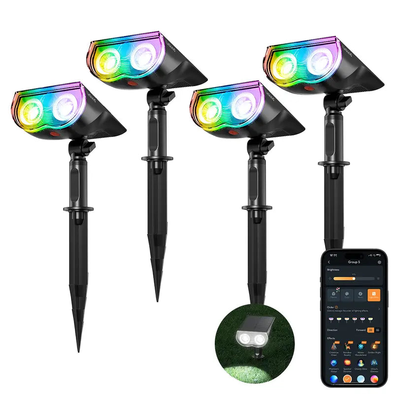 💡🌈Smart Solar Color-Changing Landscape Spotlights – 2 Pack