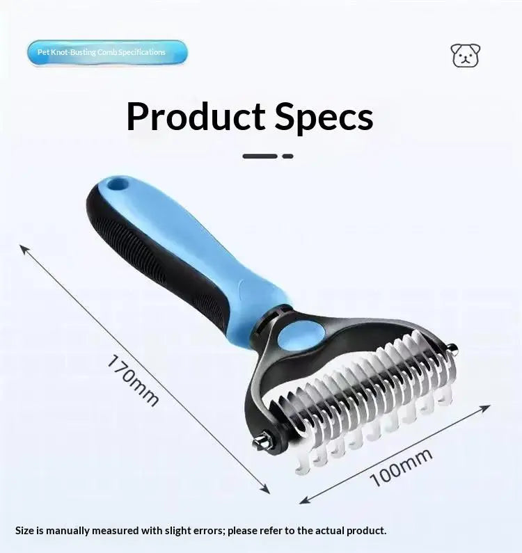 Pet Dematting Undercoat Rake – Double-Sided Grooming Comb for Dogs & Cats