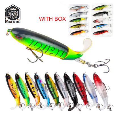 5/10pcs Artificial Fishing Lure, 13g Simulation Fishing Lure with Hook, Fishing Accessories for Outdoor Fishing Equipment, 10cm Whopper Plopper, Swimbaits, Fishing Lure Bait