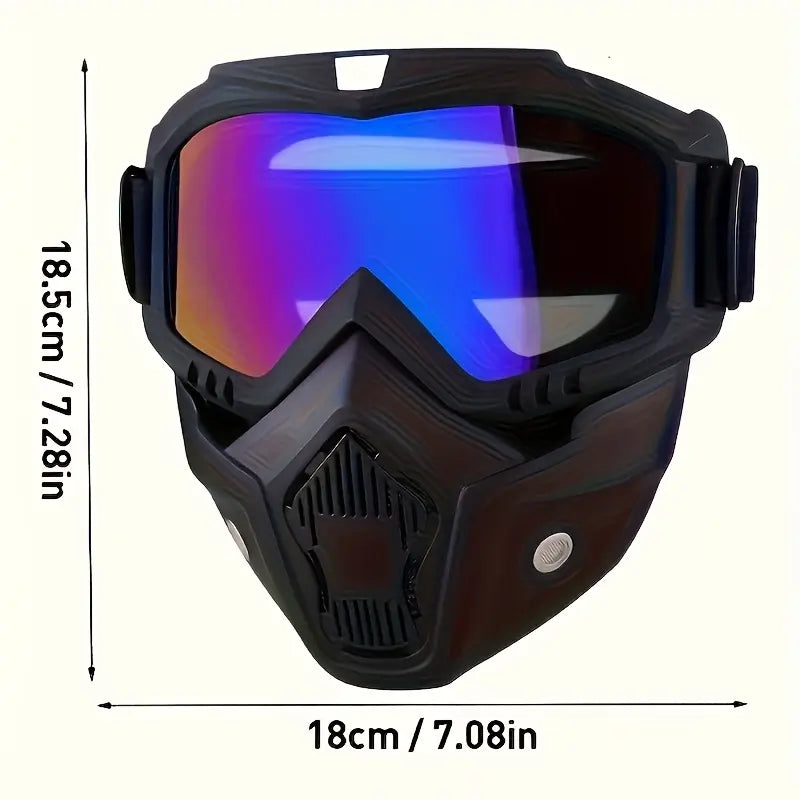 🥽 Full-Face Motorcycle & Outdoor Protective Goggles with Detachable Ski Mask – Anti-Fog HD Lens & Comfort Sponge Pad