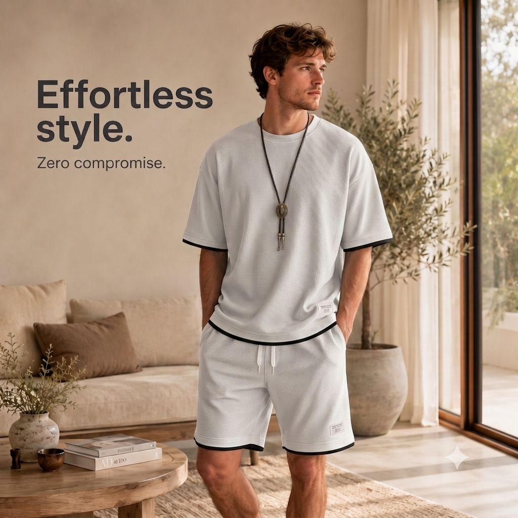 🔥Men's Casual Waffle Knit 2-Piece Set