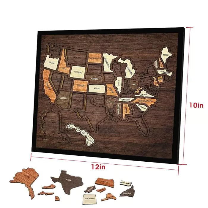 👍Wooden USA Travel Map Puzzle