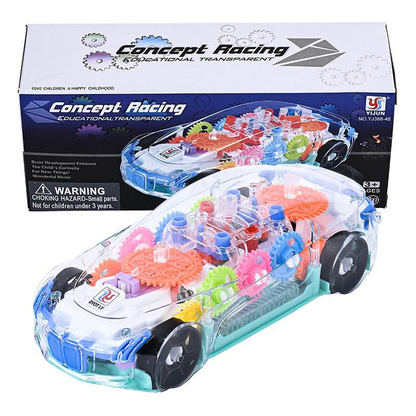 🧠🧩Perfect Gift for Kids🎁Interactive Transparent Train Toy with LED Light and Sound, 360 Rotating Engine Toy for Kids, Baby Sound Toys, Automatic Obstacle Avoidance