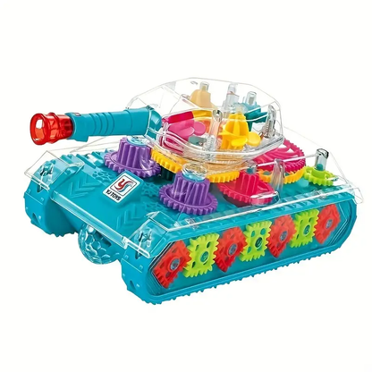🧠🧩Perfect Gift for Kids🎁Interactive Transparent Train Toy with LED Light and Sound, 360 Rotating Engine Toy for Kids, Baby Sound Toys, Automatic Obstacle Avoidance