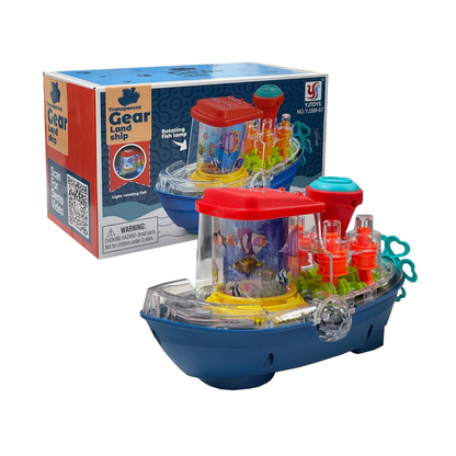 🧠🧩Perfect Gift for Kids🎁Interactive Transparent Train Toy with LED Light and Sound, 360 Rotating Engine Toy for Kids, Baby Sound Toys, Automatic Obstacle Avoidance
