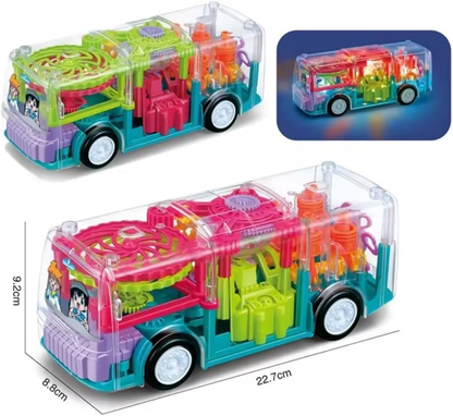 🧠🧩Perfect Gift for Kids🎁Interactive Transparent Train Toy with LED Light and Sound, 360 Rotating Engine Toy for Kids, Baby Sound Toys, Automatic Obstacle Avoidance