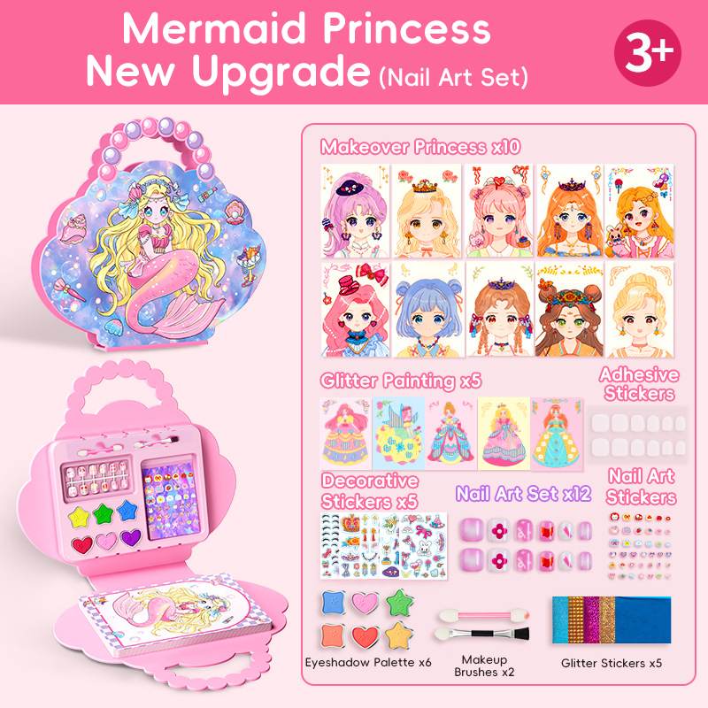Special Diamond Painting & Princess Book Makeup Craft Kits Foil Art Books Set Play on Paper for Girl Handcraft Easter Gifts
