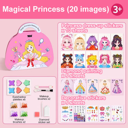 Special Diamond Painting & Princess Book Makeup Craft Kits Foil Art Books Set Play on Paper for Girl Handcraft Easter Gifts