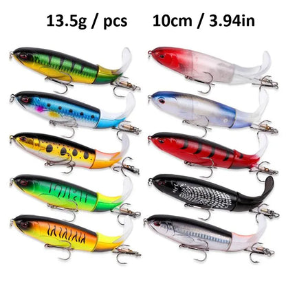 5/10pcs Artificial Fishing Lure, 13g Simulation Fishing Lure with Hook, Fishing Accessories for Outdoor Fishing Equipment, 10cm Whopper Plopper, Swimbaits, Fishing Lure Bait