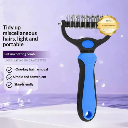 Pet Dematting Undercoat Rake – Double-Sided Grooming Comb for Dogs & Cats
