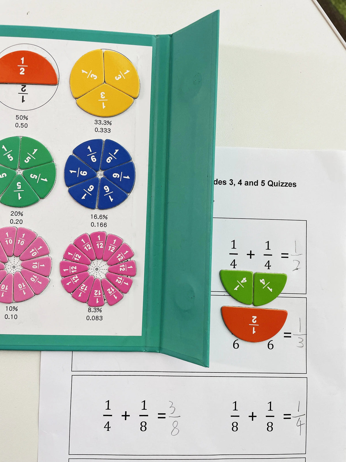Magnetic Fraction Math Learning Book for Kids Aged 3-8, Colorful Educational Puzzle Toy, Magnetic Book for Addition & Subtraction Practice