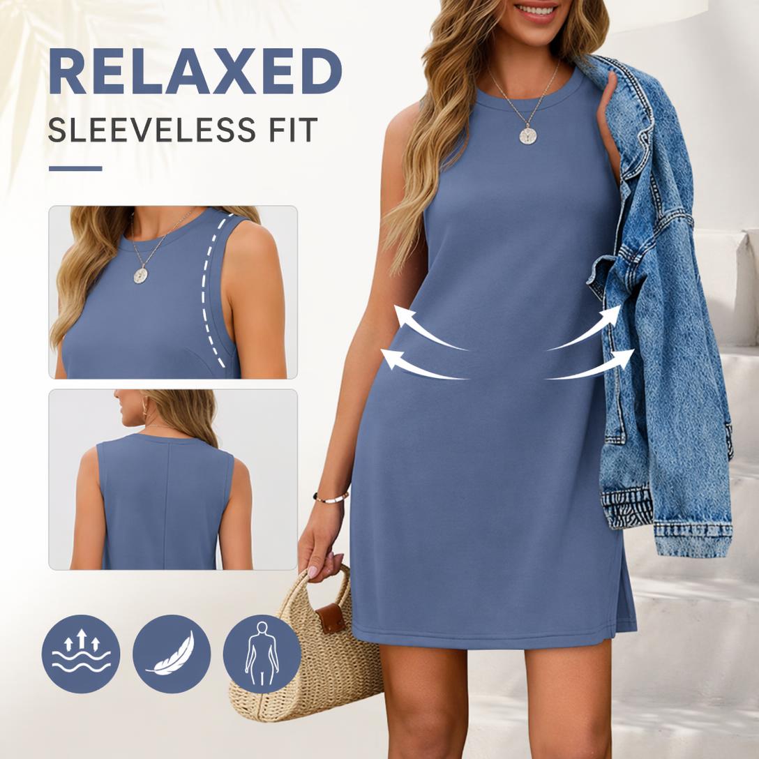 Women's Crew Neck Sleeveless Summer Dress