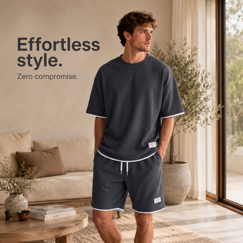 🔥Men's Casual Waffle Knit 2-Piece Set