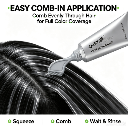 Fruit Extract Hair Dye Comb / Hair Dye Cream — Portable Home Use, Gentle Plant-Based Hair Dye for Full Hair Coloring, Reusable No Mix Hair Color