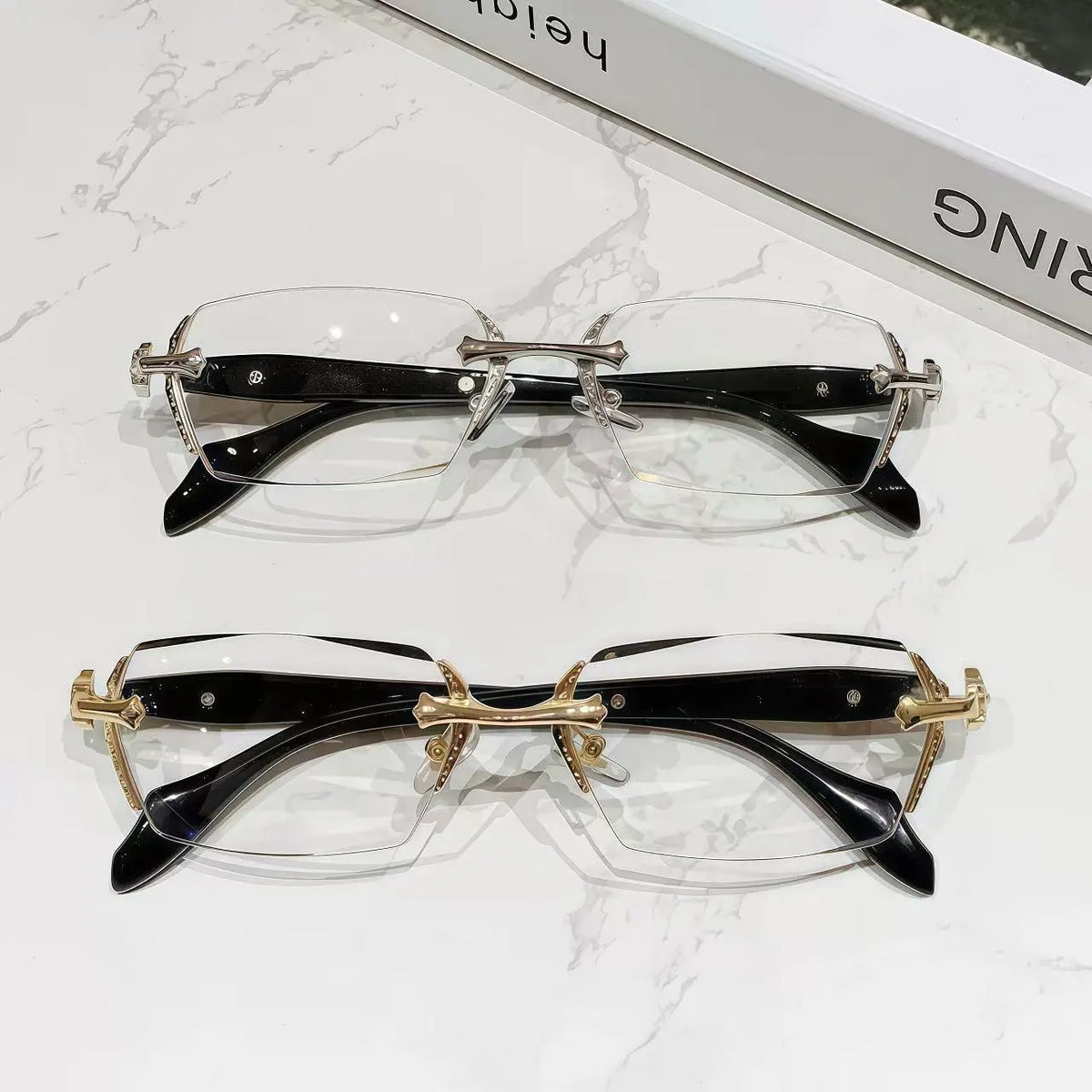 EUNOIALENS Rimless High Quality Eyewear – Frameless Diamond-Cut Edge Stainless Steel Fashion Glasses, Unisex Daily Wear Sunglasses & Optical Style Accessory
