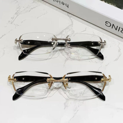 EUNOIALENS Rimless High Quality Eyewear – Frameless Diamond-Cut Edge Stainless Steel Fashion Glasses, Unisex Daily Wear Sunglasses & Optical Style Accessory