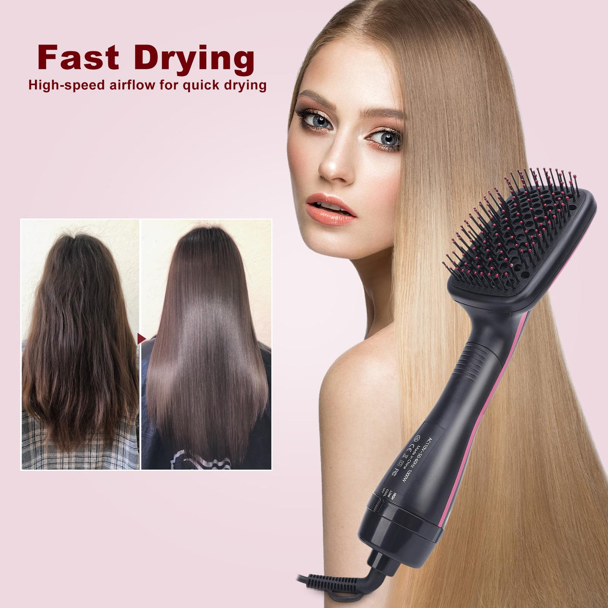 2-in-1 Comfort Comb Hair Dryer & Styler – Fast Drying Hot Air Brush for Straightening, Smoothing & Everyday Styling