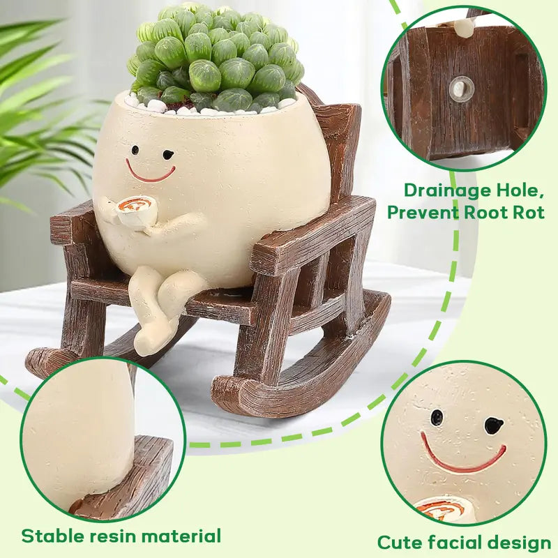🌼 Cartoon Chair Resin Vase – Adorable Flower Pot & Home Decor