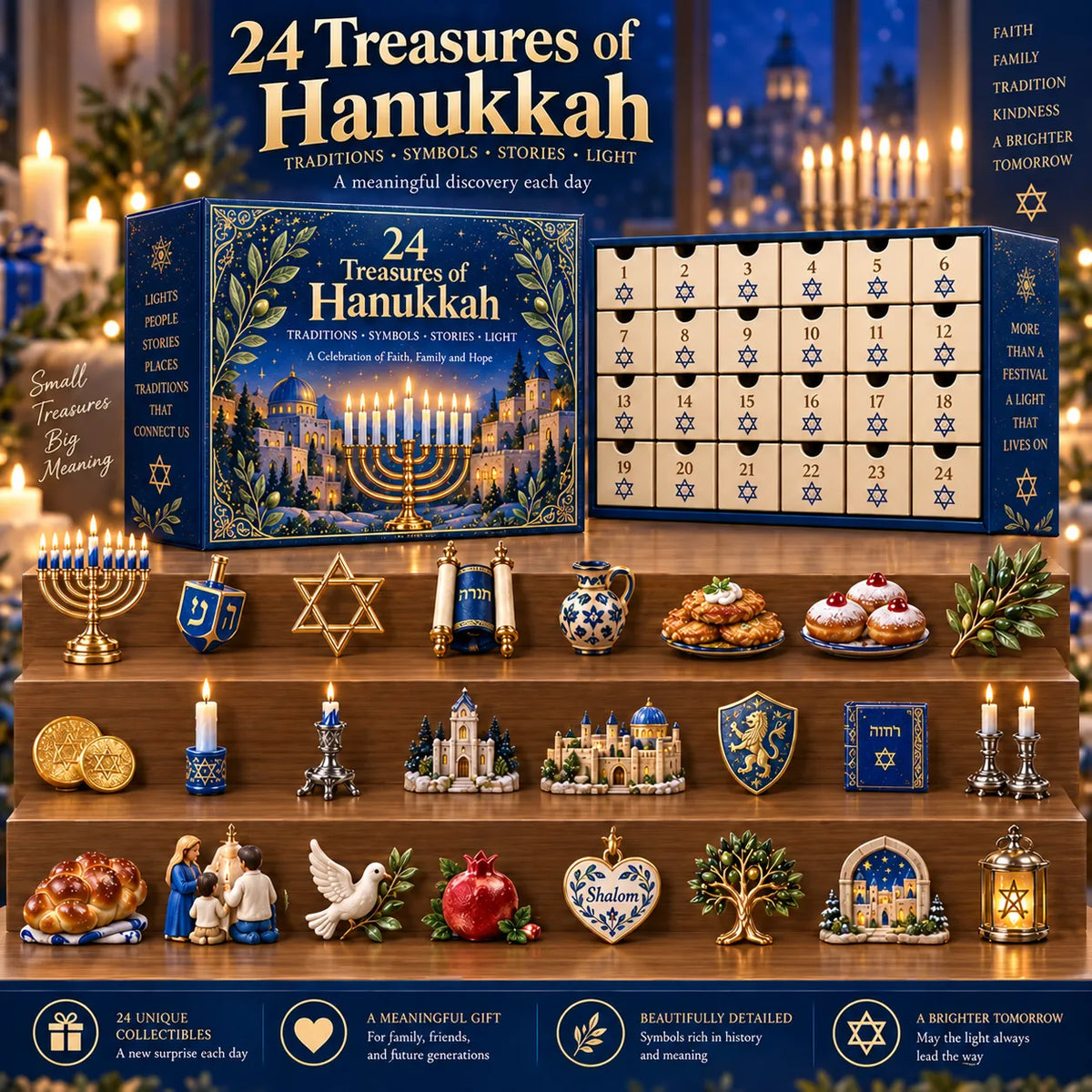 🕎 24 Treasures of Hanukkah | 24 Unique Symbols, Keepsakes & Daily Surprises Inspired by Light, Faith & Tradition ✨