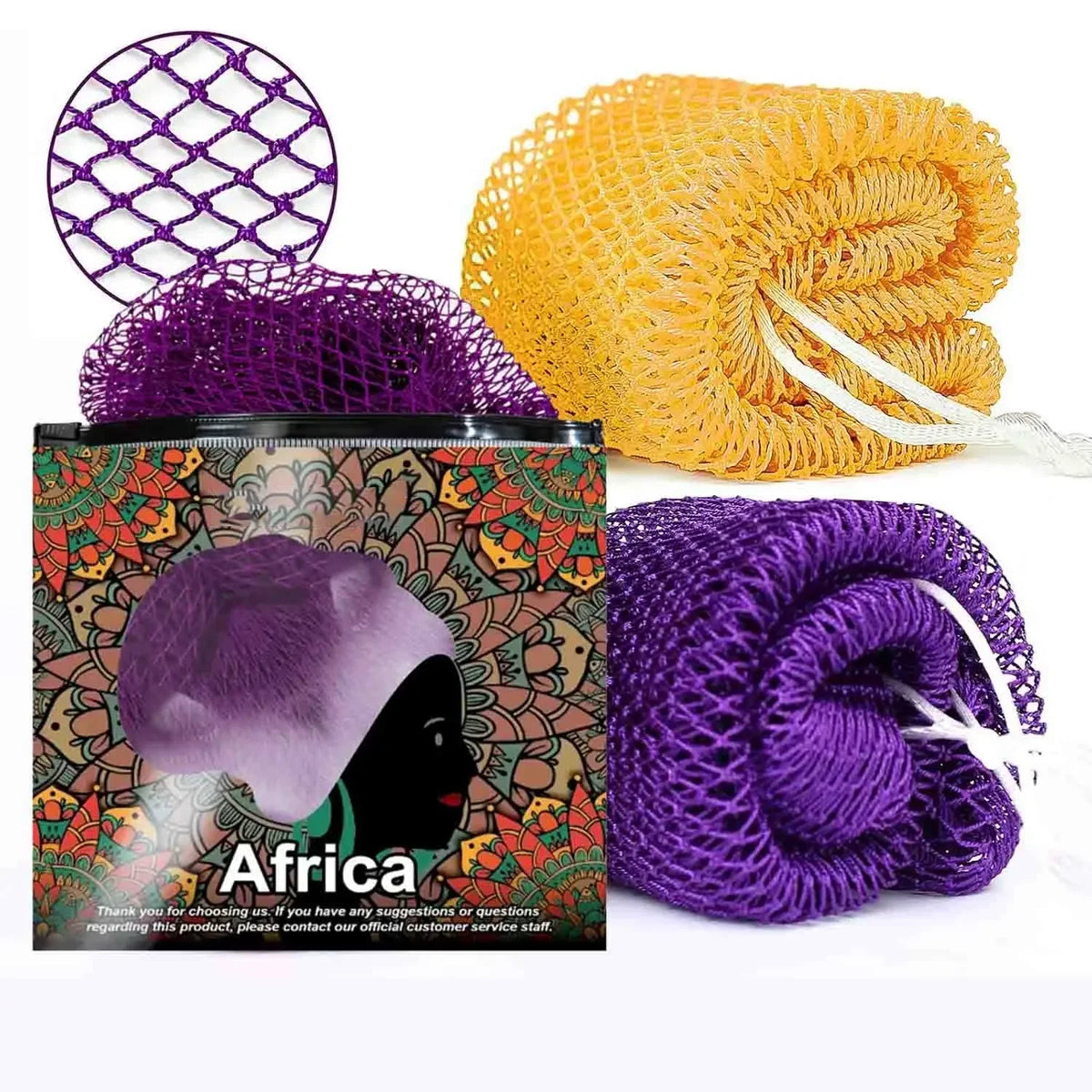 Summervibes African Exfoliating Net Bath Sponge for Deep Cleansing & Body Exfoliation